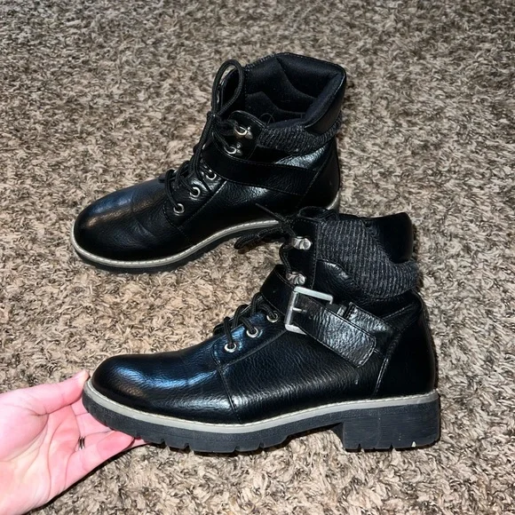 Nautica Shoes Nautica Black Leather Combat Boots Size 75